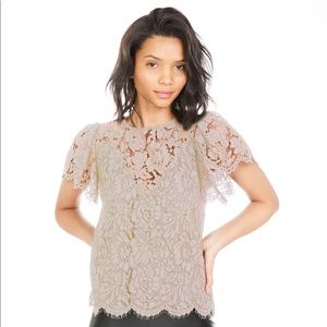 Lace short sleeve top.